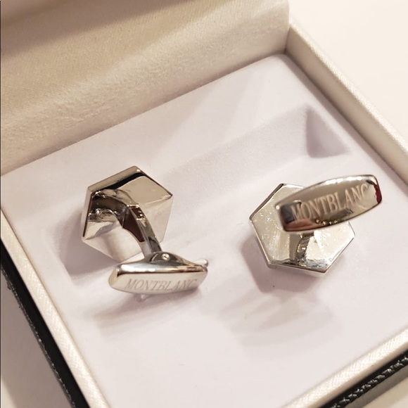 New Montblanc Silver Coated Pearl Cufflinks - Picture 3 of 3